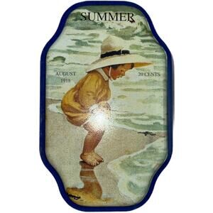 Vntg Good Housekeeping Advertising Tin Can Summer August 1918 Ivory 7.5"x 4.75"